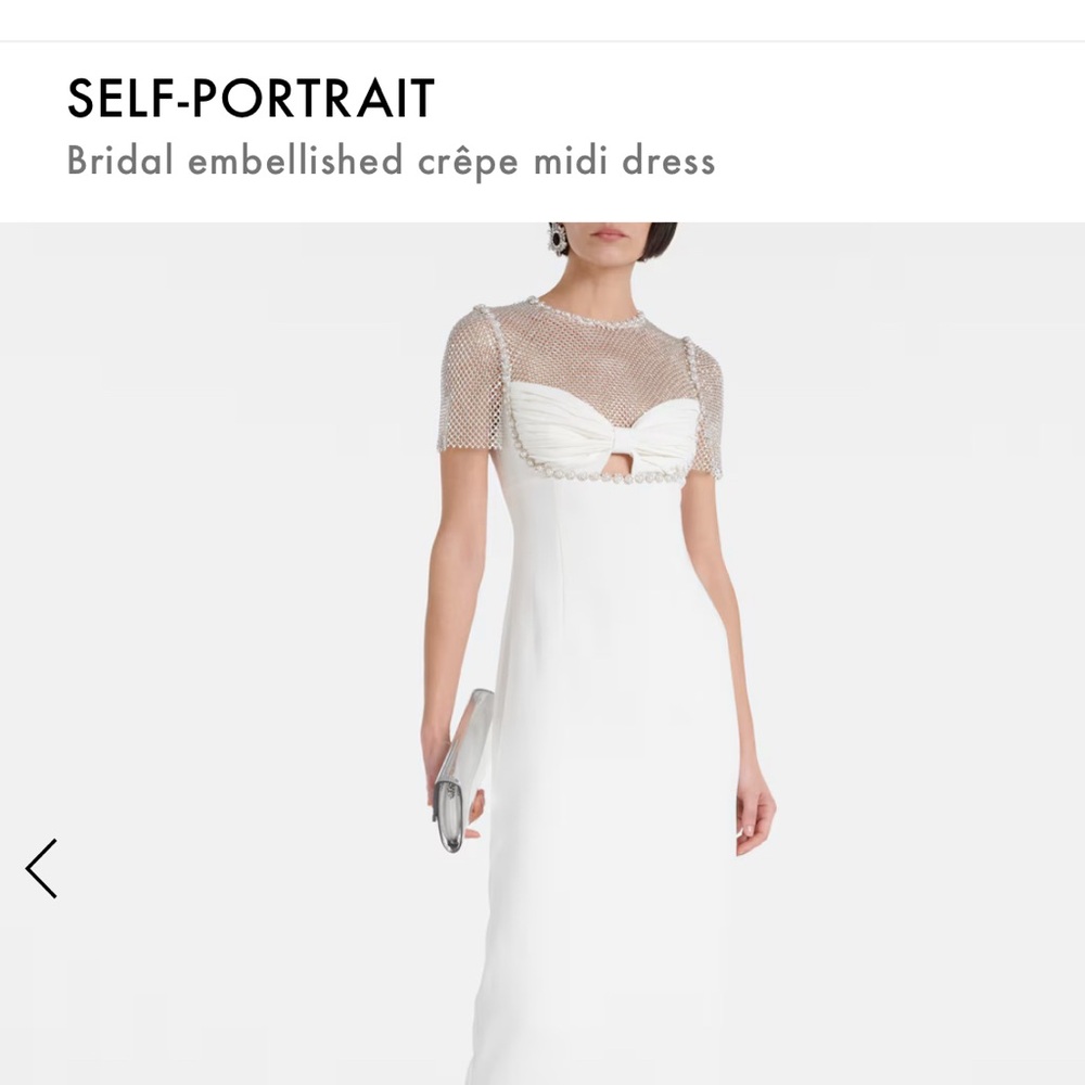 Self Portrait Bridal Embellished Crepe Midi Dress